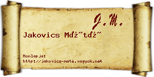 Jakovics Máté névjegykártya